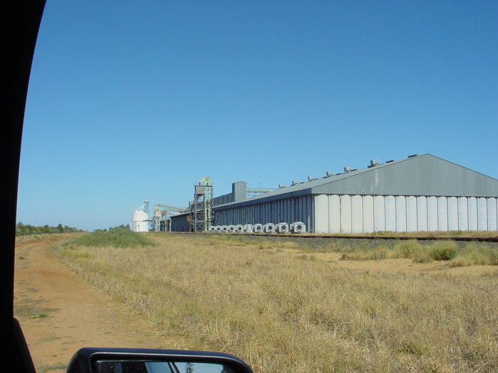 
The view looking south-east at the large rice storage facility.
