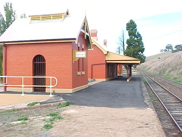 
The view looking along the platform of the repainted station.
