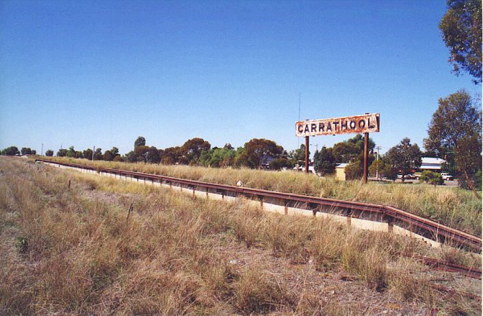 
Carrathool still boasts its sign on a relatively long platform.
