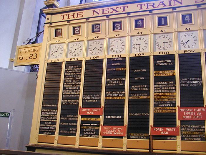 
The far left of the Central departure board, now in the Powerhouse Museum.
