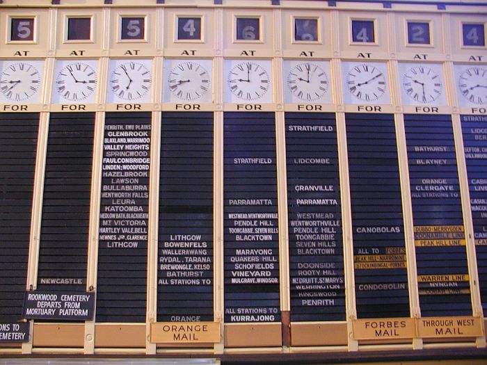 
The middle right of the Central departure board, now in the Powerhouse Museum.
