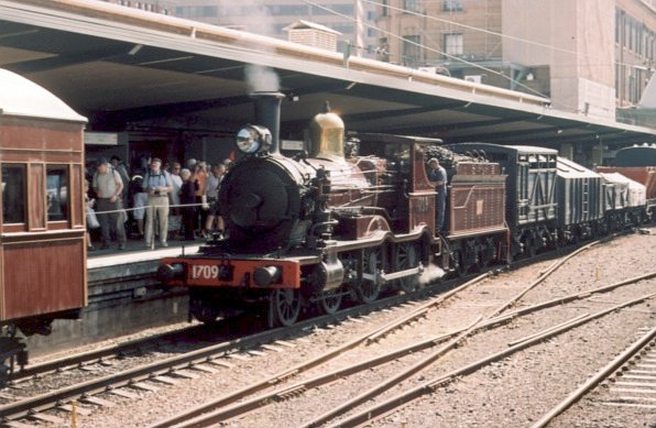 Steam loco 1709 stands at Central during the NSW 150th Anniversary of Rail celebrations.