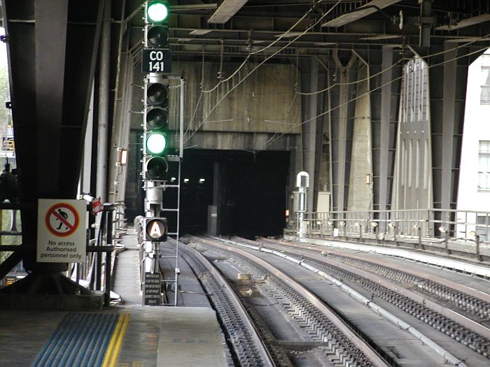 
The view of the tunnel portal at the eastern end of the station.
