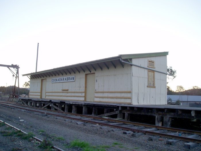 A closer view of the goods platform and shed.