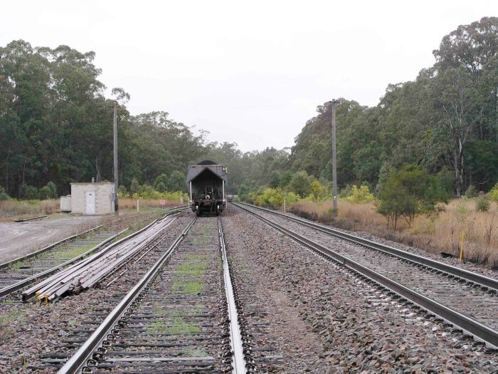 
A southbound coal train waits in the loop before continuing to Newcastle.
