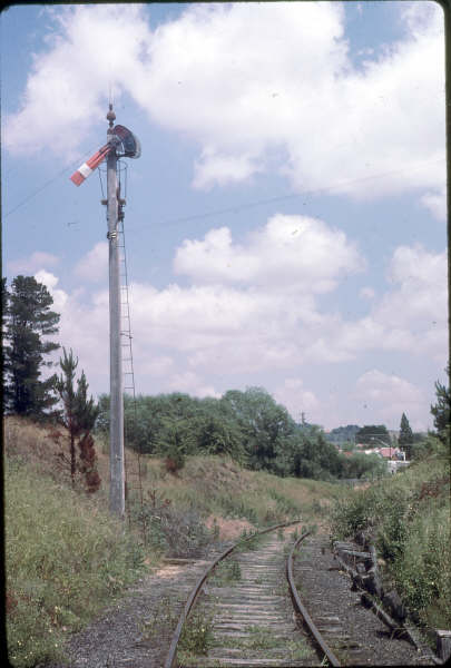 Crookwell's down home signal, which waits a long time for a train in 1980.