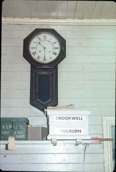The beautiful station clock inside the Station Master's office at Crookwell.