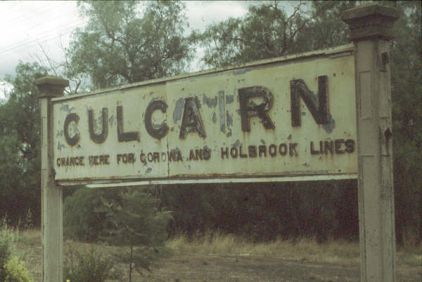 The nameboard at Culcairn looking worse for wear as it sets the mood for the defunct Corowa and Hobrook branches.