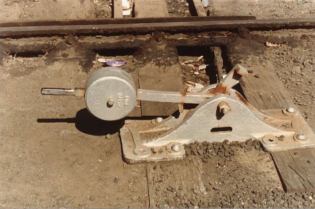 
A throw-over points lever in the yard.
