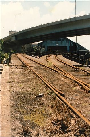 
The tracks leading into the upper level of the Double Tier Goods Shed.
