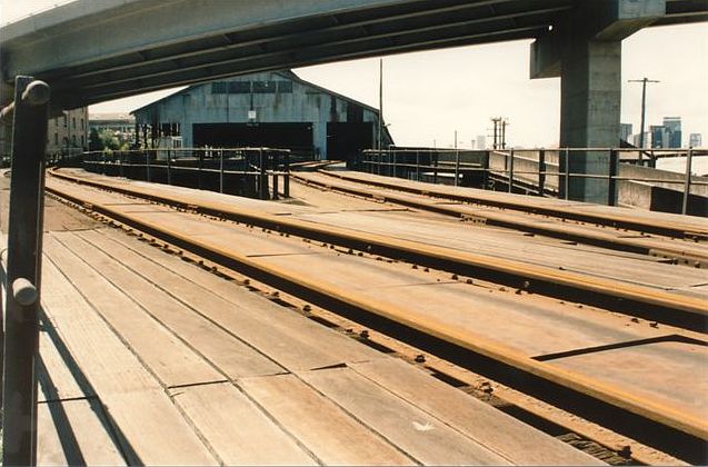 
The tracks leading into the upper level of the Double Tier Goods Shed.
