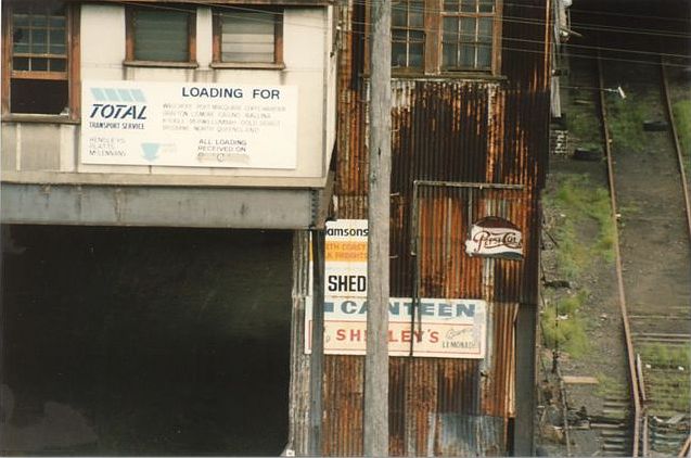 
Advertising signs on the southern end of the Outward Goods Shed.
