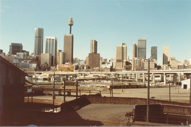 
The view looking east across the yard to the city.
