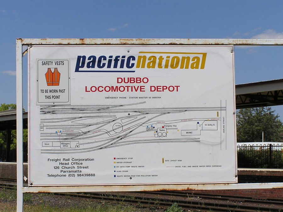The Pacific National goods yard track diagram sign, adjacent to Darling St.
