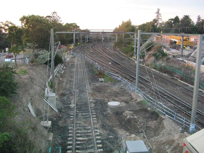 The view looking south showing new trackwork.