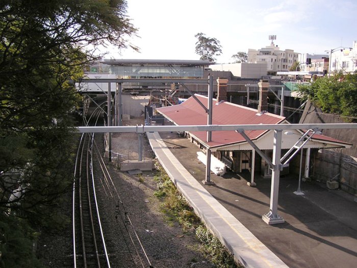 Looking north Epping Road overpass, showing the old platform which is now sans track.