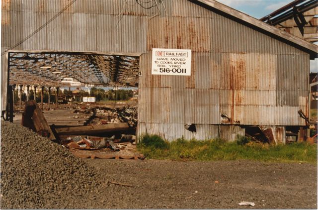 
A closer view of the partly-demolished goods shed.
