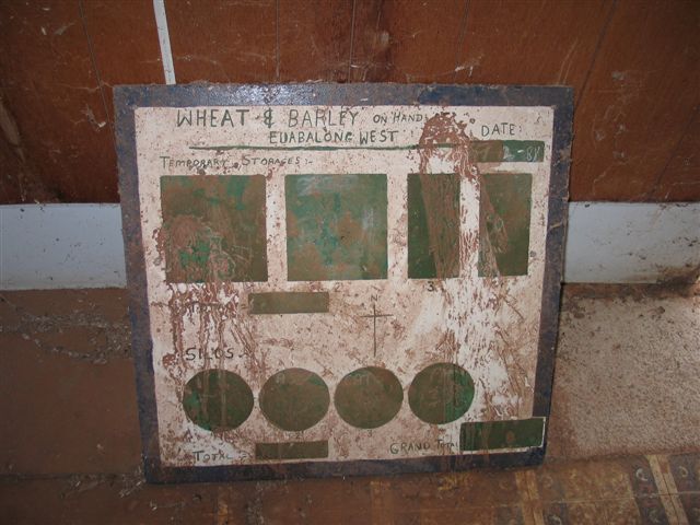 The chalkboard used to keep a tally of grain on hand.  The last entry is dated 1988.