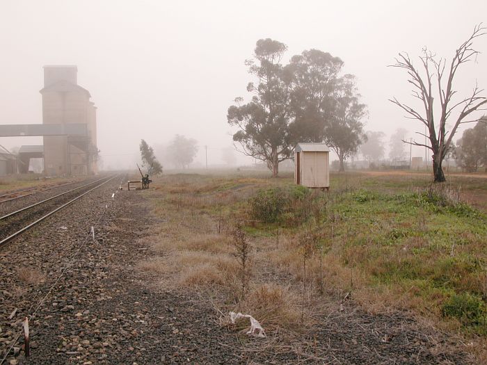 
The view of the one-time station location.  Now only a ground frame and
signal box remain.
