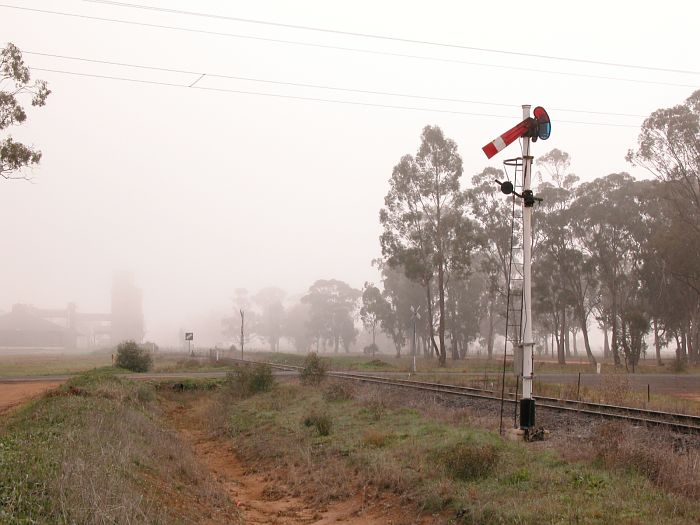 
The Down Home semaphore signal on the approach to Eumungerie.
