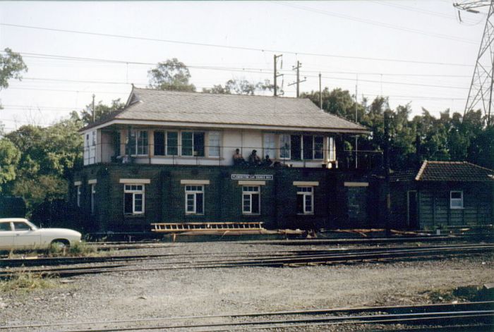 
Flemington Car Sidings Box was a huge installation utilising pistol grips for
the complex function of the car sidings.
