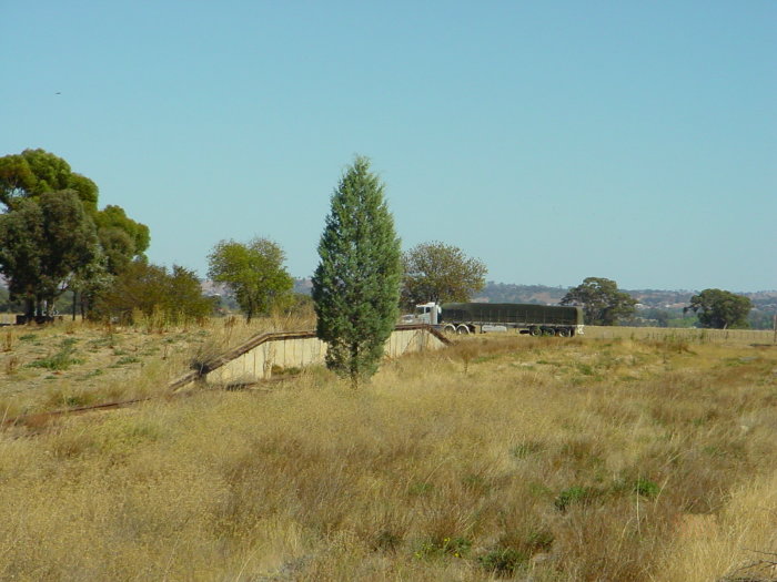 
The loading bank at the up end of the yard, looking back towards Wagga.
