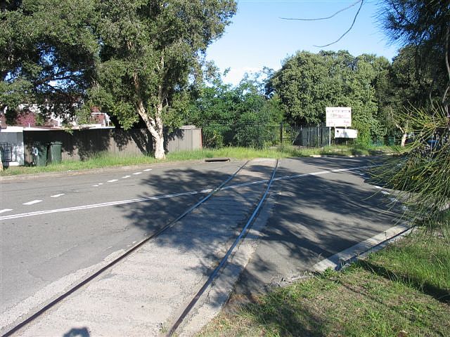 
The location where the Ampol siding crosses Ocean Street, just after
branching off the main line.
