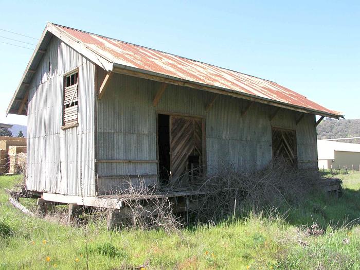 
A close-up of the goods shed.
