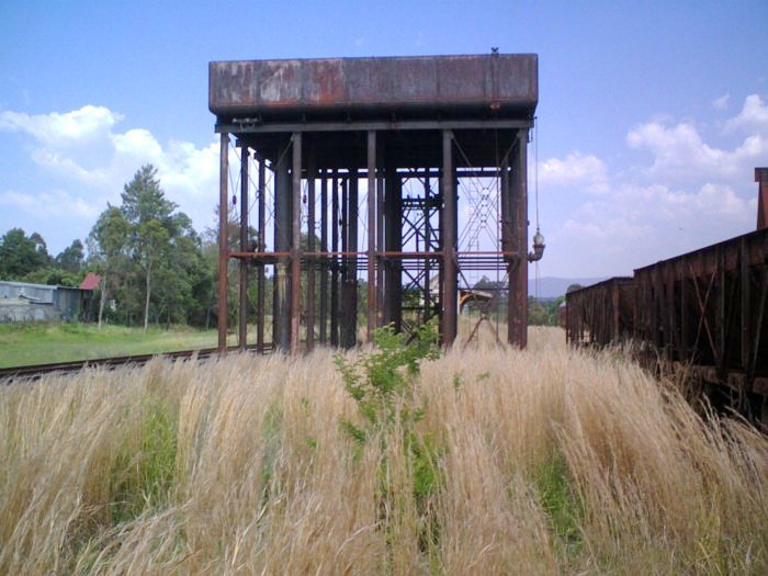 The view looking south at the large elevated water tank.