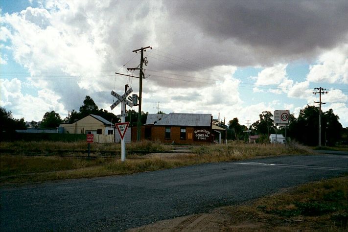 
Storm clouds loom over the railway crossing in the centre of Greenethorpe.
