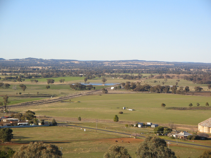 The view from the top of Flirtation Hill, showing the cross-country line heading towards Ulan and eventually Muswellbrook.