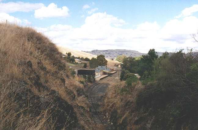 
An overall view of the station from the top of the cutting at the Tumut end
of the station.
yard.
