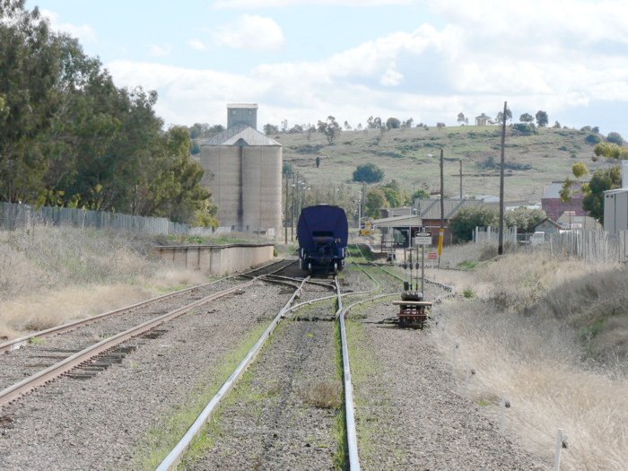 The view looking north towards the grain silos and the station.