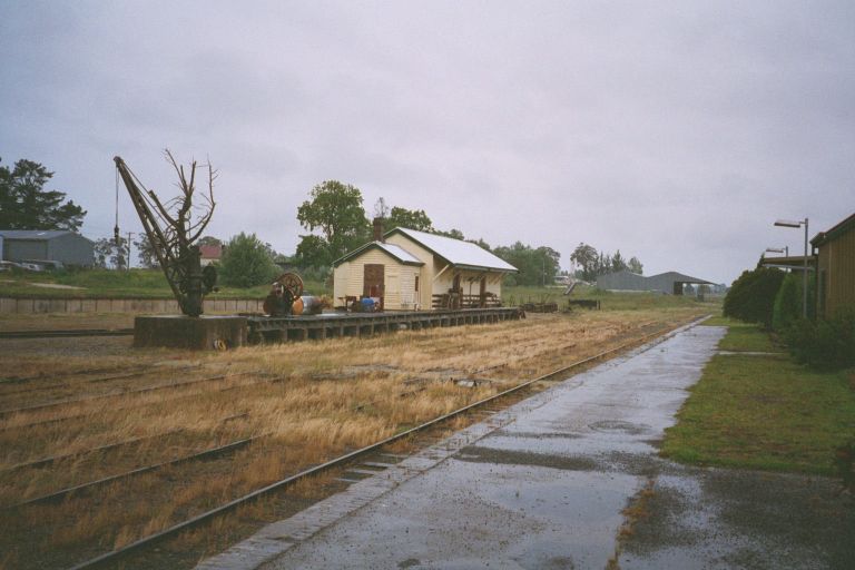 
The yard at Guyra, with goods platform, crane and shed.
