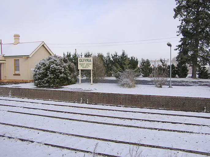 
An unusual shot of a snow-covered station.
