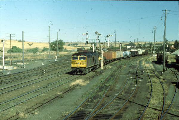 The view from Harden South Box of the yard. 44222 heads south.