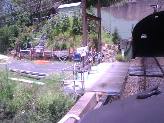 The view of the short worker's platform at the northern portal of the Long Island tunnel.