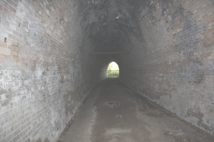 The view looking through tunnel toward the current mainline.
