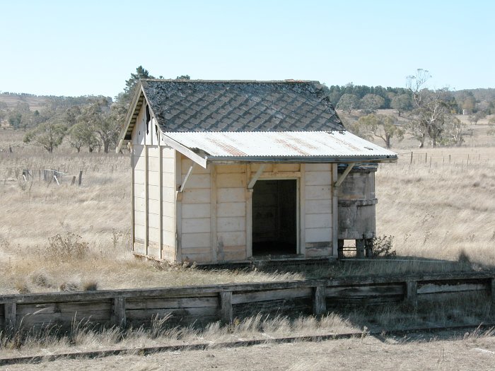 The front-on view of the relatively well-preserved station building.