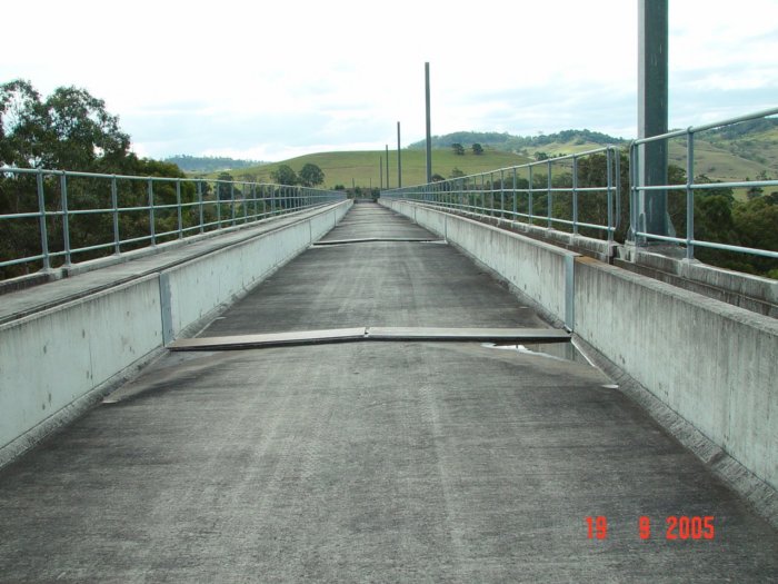 The view looking forward from the southern half of the partially-completed bridge.