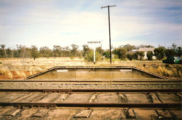 The shortened platform and sign that makes up the station.