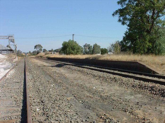 
The view looking southwards showing the long passenger platform.
