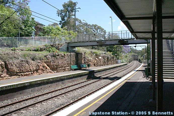 A photo taken from platform 2 looking across at platform 1 and along the tracks in an up direction (actually northerly direction here).