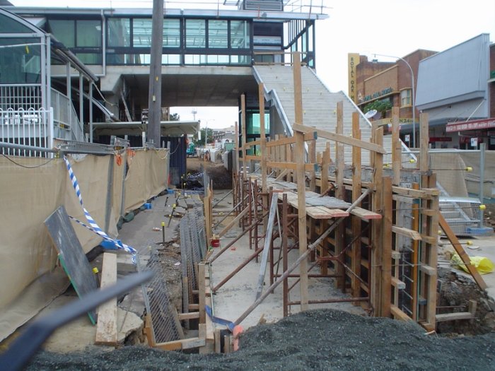 A ground level shot, from the point  that will be occupied by the track to and from the Bankstown & South lines.