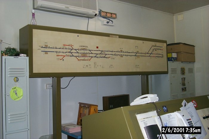 The diagram inside the signal box at Liverpool.