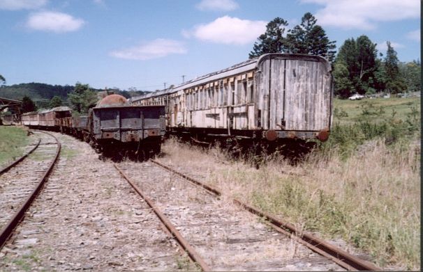 
Another view of the cars and wagons stored in the sidings.
