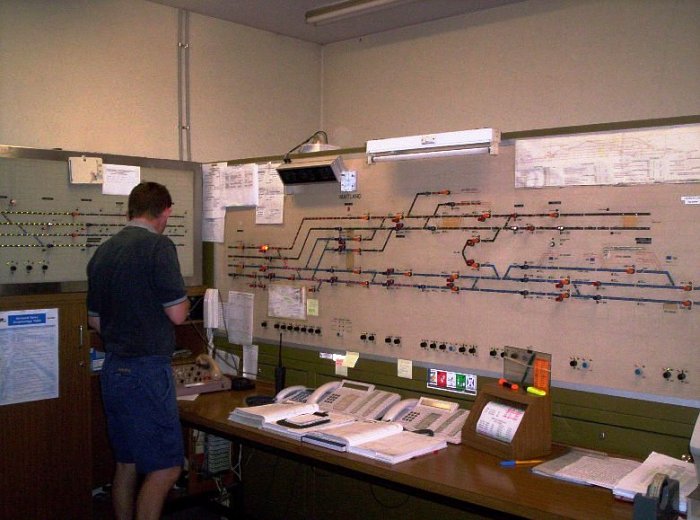 A view of the inside of Maitland signal box.