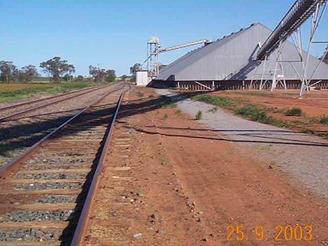 The view looking west towards the large grain bunker.
