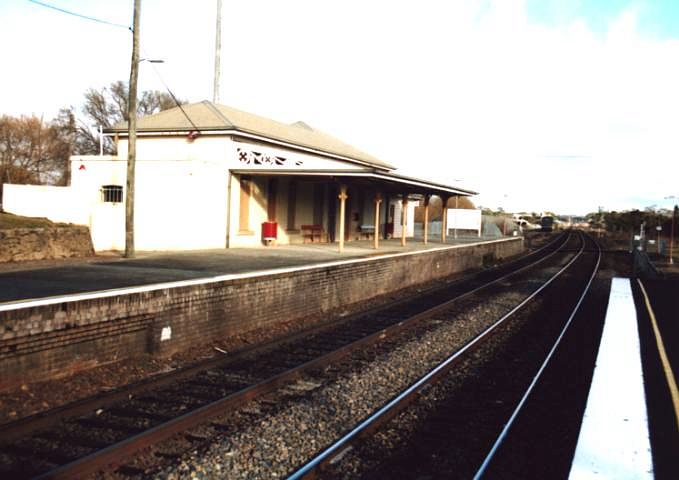
The view of the down platform and station building, looking south.

