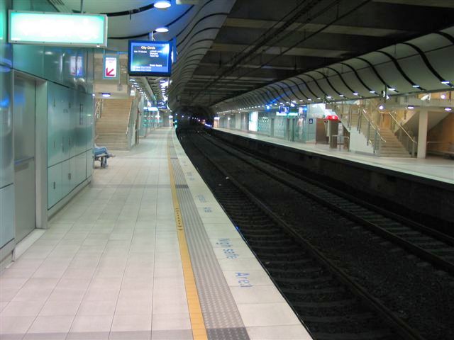 
The view looking up the line towards the city.
